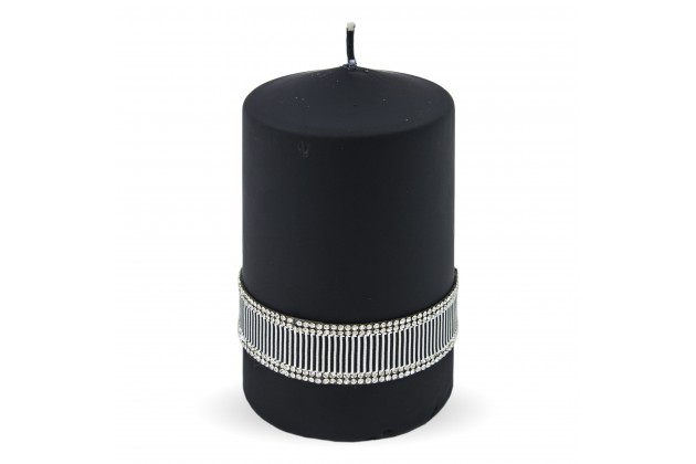 Pl Czerń Black Świeca Crystal Walec Średni Fi8