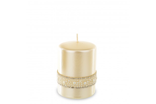 Pl Biały Świeca Crystal Opal Pearl Walec Mały